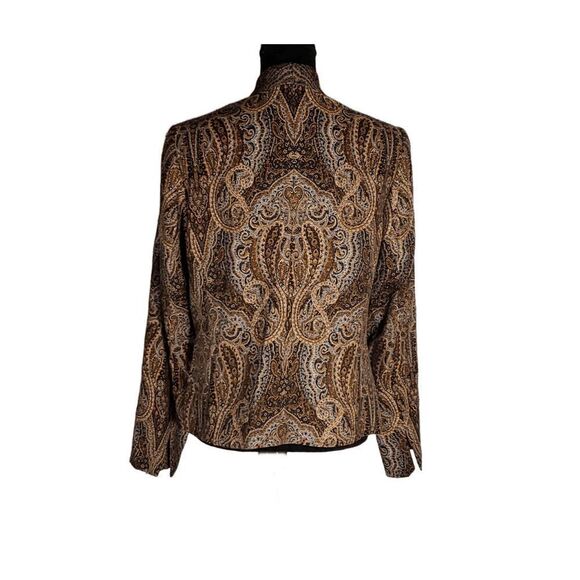 Covington BOHO One-Button Brown Orange Paisley Print Jacket Blazer Size LG - Picture 2 of 8